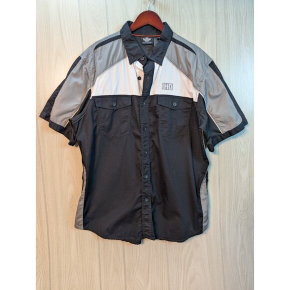 Harley Davidson Motorcycles Shirt Mens XL HD Performance Grey Garage Button - Picture 1 of 7